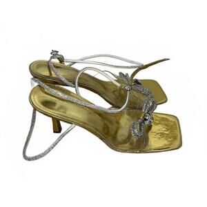 Coleter Gold Patent & Gem Thin Heeled Sandal (Size 11)